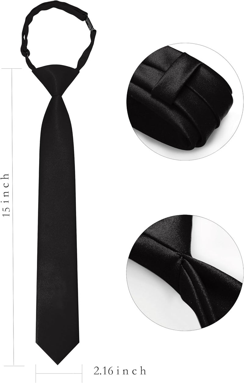 RBOCOTT Solid Color Satin Ties for Boys and Kids Pre-tied Adjustable Necktie for Age 8-12 Wedding and School Graduation - Image 1